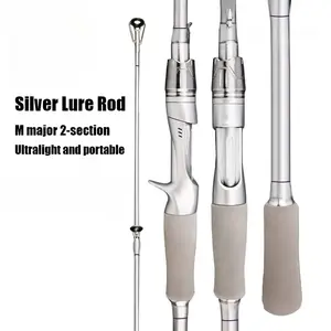 180cm/70.87inch silver carbon fiber lure rod with ceramic guides, EVA comfortable grip, M-action ultralight feel, sensitive and fast, suitable for most anglers, an essential fishing accessory.