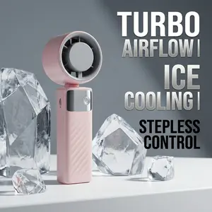 Portable Turbo Handheld Fan  USB Rechargeable Mini Fan with Digital Display • Adjustable Speed • Personal Cooling for Travel & Outdoor