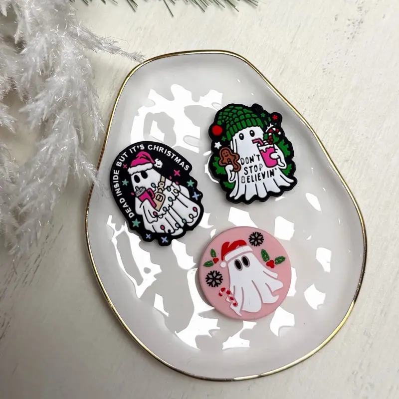 Christmas Ghost Silicone Focal Bead- 3 pack