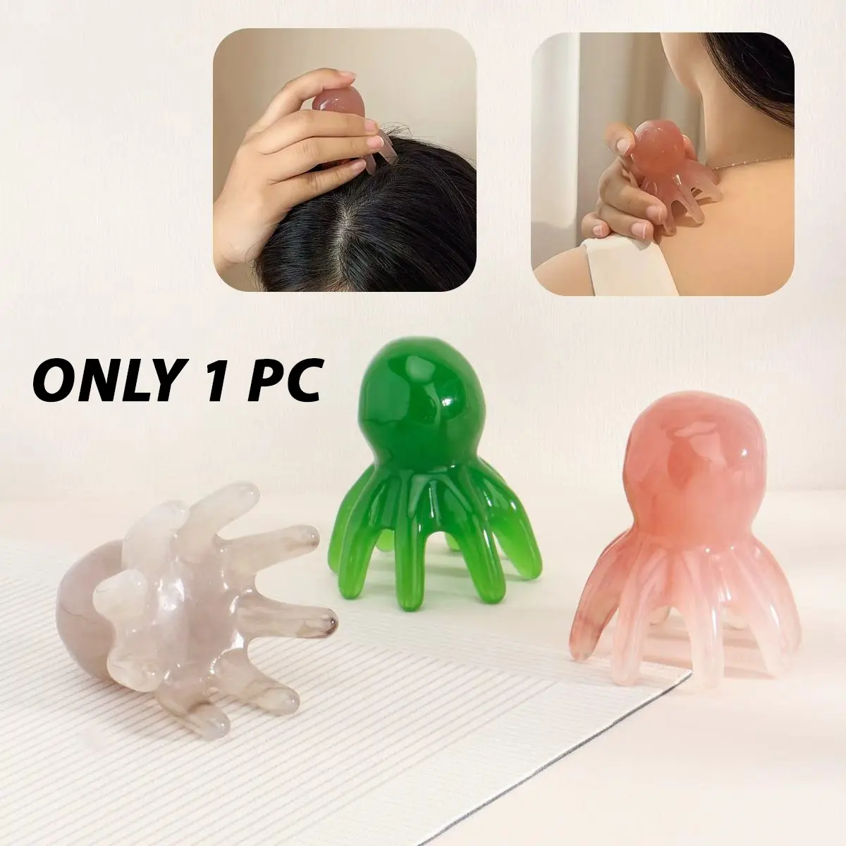 Resin Octopus Shaped Lightweight Scalp Massager Comb, Scalp Scratcher, Head Massage Tool, Beauty Massagers, Meridian Scratching Brush, Hair Care Accessory, Single Pack