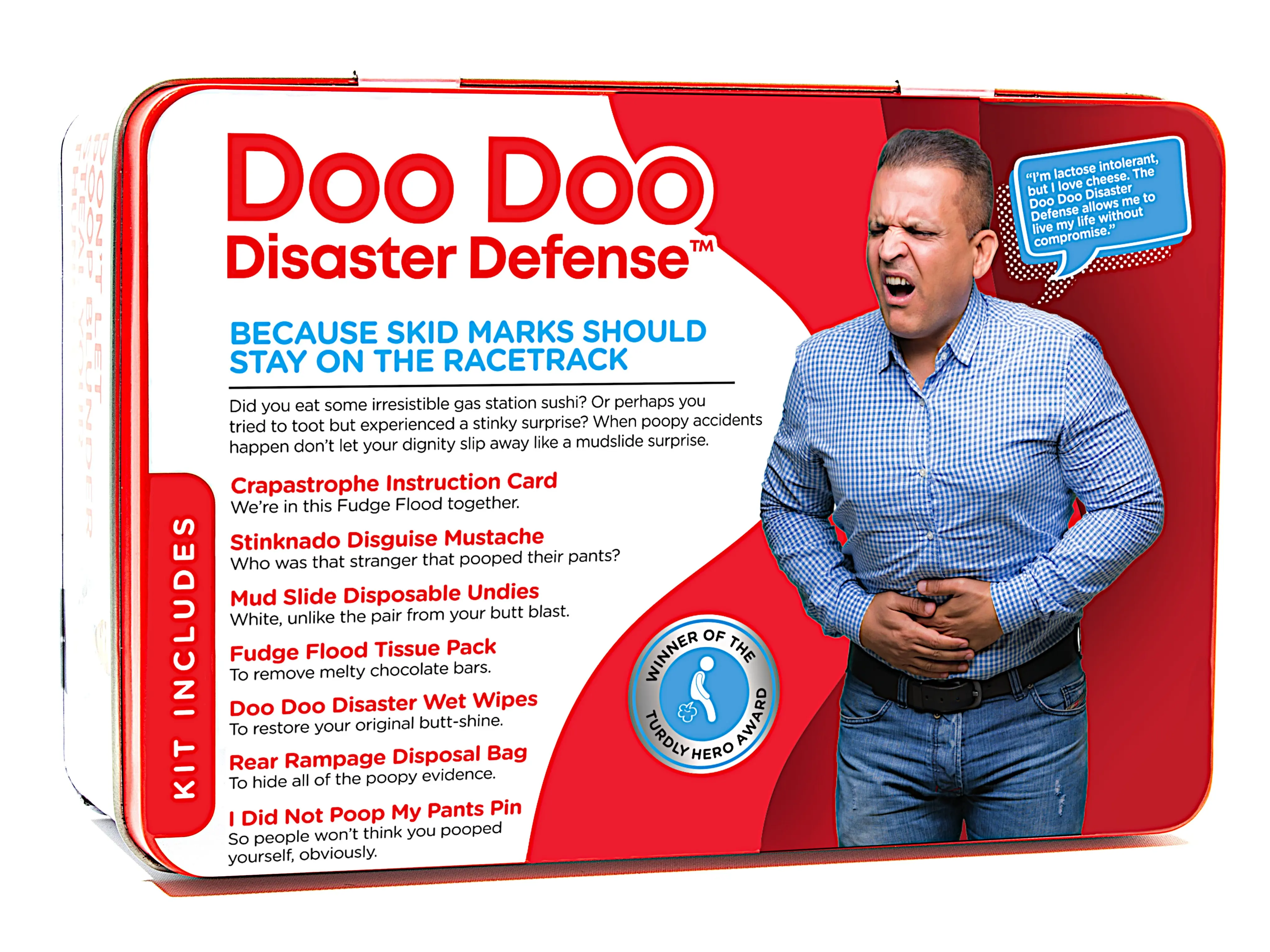 Emergency Shart Kit - 7 Items - Poop Prank Gift. Includes Wet Wipes, Disposable Underwear, Hilarious Badge, More. Stinky Novelty Accident Emergency Fart Joke for Dad, Husband, Family.