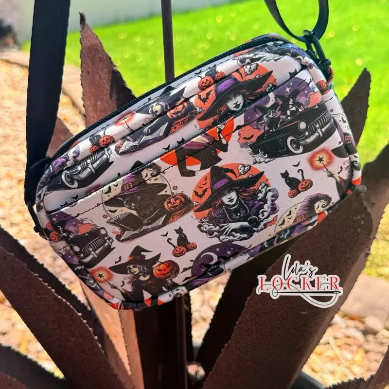 Miss Locker Tiny Cata Crossbody Bag - Halloween Print, Small Trendy Bag, Wear as Cross-Body or Sling, 19cm x 11.5cm x 6.5cm