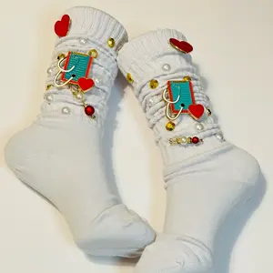 Women's Nurses White Junk Socks with Medical Brooches for Fashionable Style and Practicality - Womenswear