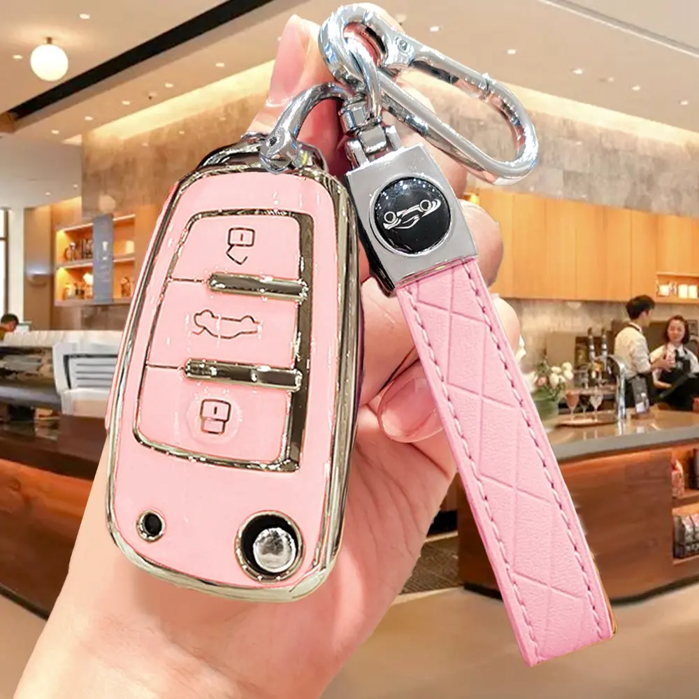 Car Key Case with Keychain, Soft TPU Car Keychain Cover, Car Key Protector, Key Fob Cover, Key Fob Shell for Audi Q3 Q2L AI4 A3L Q7 A6I A7 A3 A8, Car Key Accessory, Car Accessories, Key Covers for Car Keys