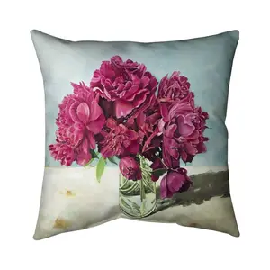 Begin Home Decor  18 x 18 in. Fuchsia Peony-Double Sided Print Outdoor Pillow Cover