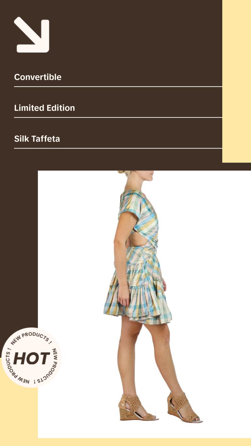 Morphew Collection Mixed Pastels Silk Taffeta Plaid Denise Dress