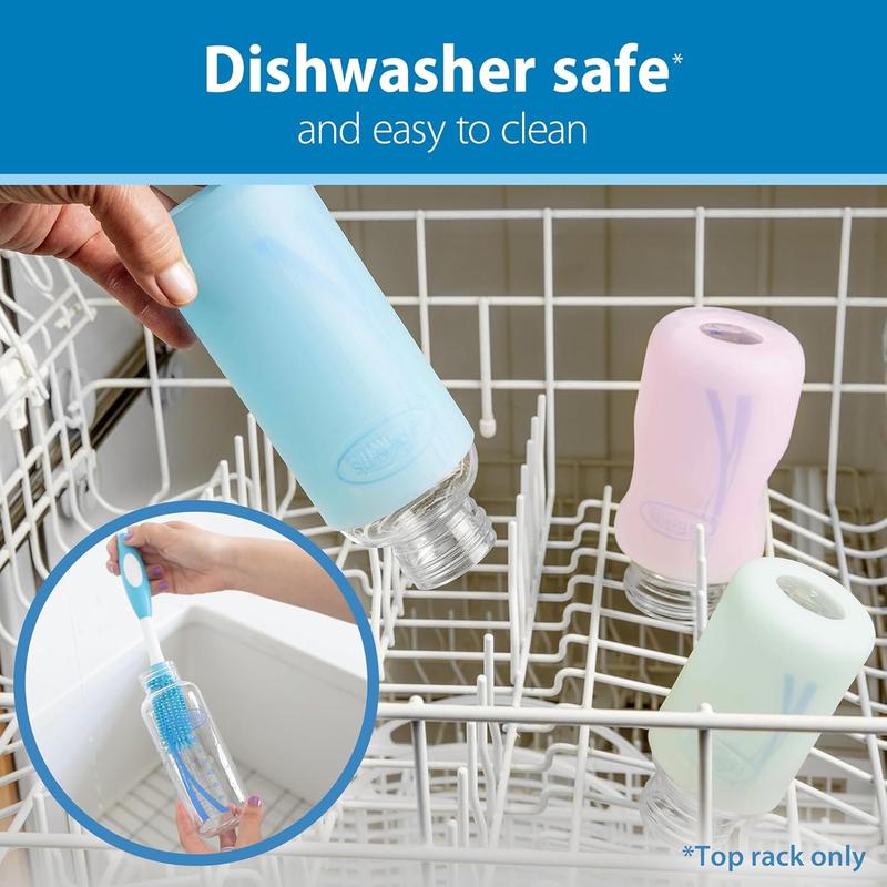 Anti-Colic Options+ Narrow Glass Baby Bottle with Level 1 Slow Flow Nipple BPA-Free 4 oz/120mL 2-Pack USA Made Heat Resistant Durable Borosilicate Glass