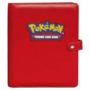 Pokémon Trading Card Game Premium Red 4-Pocket Snap Binder with Rubber Logo Emblem & Enamel Poké Ball Snap Closure for Up to 160 Cards