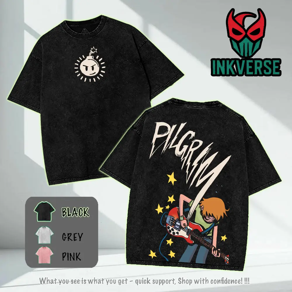 Scott Pilgrim Graphic Tee Vintage Wash v2, Oversized Streetwear Hoodies, Unisex Acid Washed Tank Top, Sweatshirt Y2K Grunge Gift for Men Women