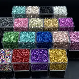 90g, 18colors, 1-6mm irregular high-quality colored glass gravel, DIY handcraft decoration accessory set, nail art DIY vase filler, gift bag filler, art project, high-quality handcraft material, handcraft making material, decorative stone, home decoratio