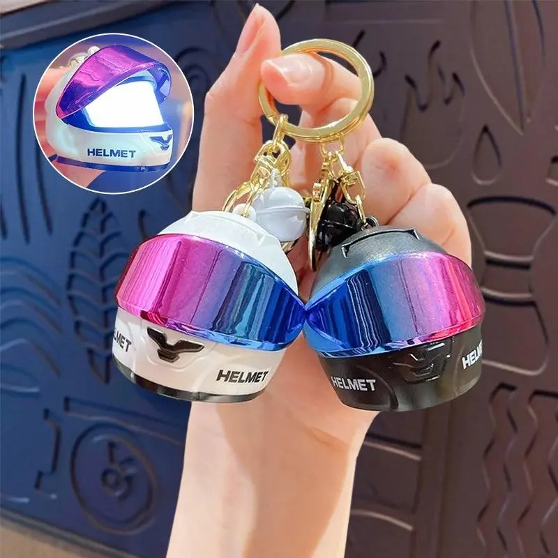 Unisex Luminous Mini Locomotive Helmet Keychain, 2026 Trendy Colorful Personalized Pendant, Sports & Outdoor Accessory for Car Bags, Small Gift