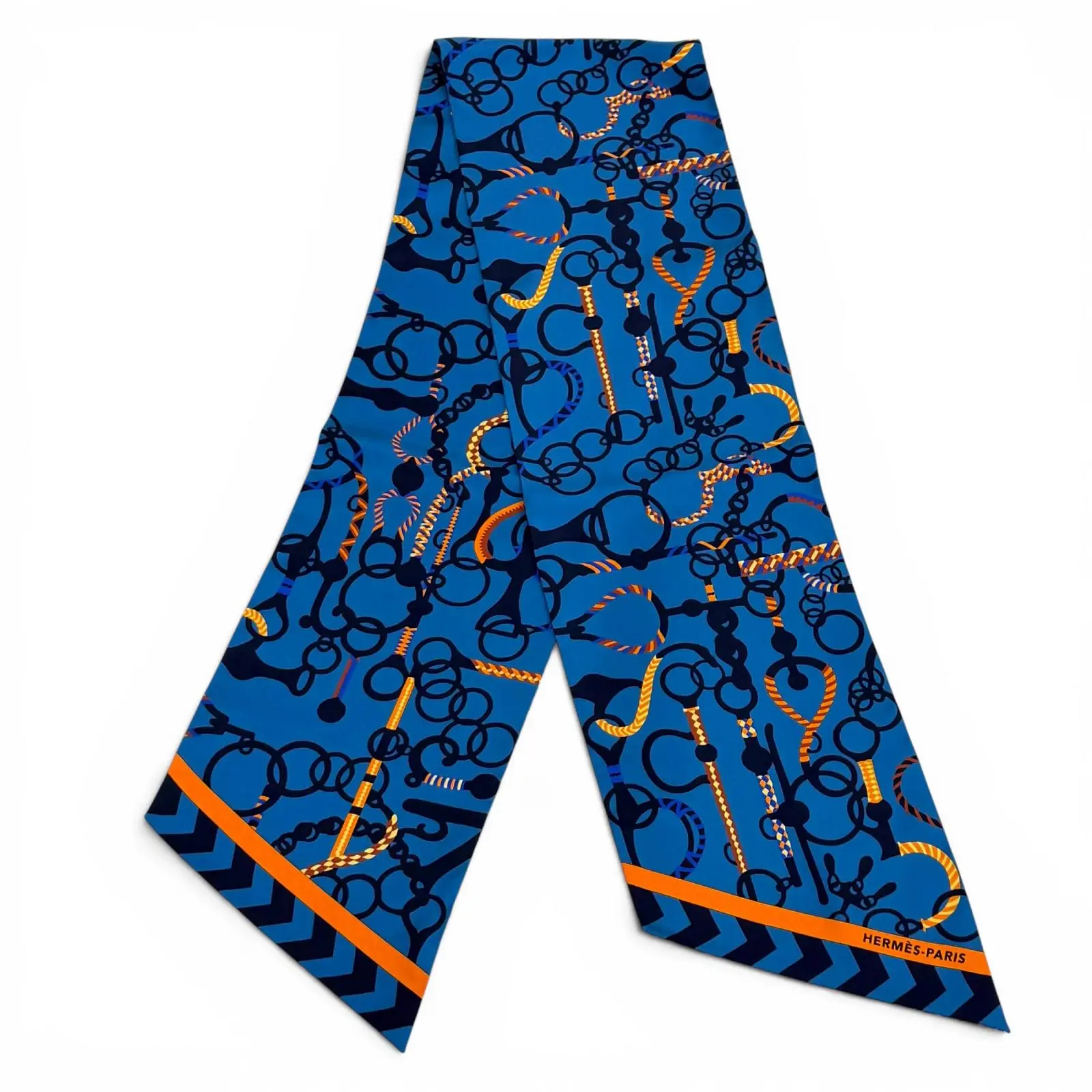 Pre-owned HERMÈS Silk Small Leather Goods Hermes Mors et Tresset Scarf