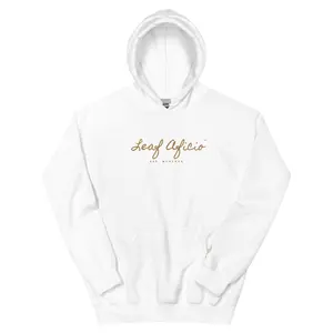 Leaf Aficio Script Embroidered Unisex Hooded Pullover