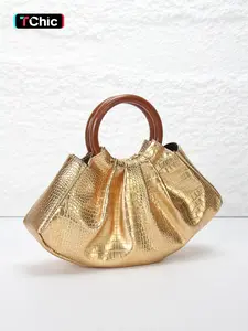 Crocodile-pattern PU leather women's evening clutch, handbag, elegant minimalist handbag, cloud-shaped bag, magnetic closure, perfect for weddings, parties, banquets, gifts, etc.