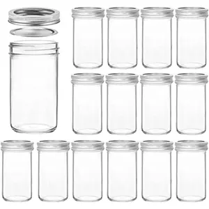 Mason Jars 12 OZ, 15 count Canning Jars Jelly Jars With Regular , Ideal for Jam, Honey, Wedding Favors, Shower Favors
