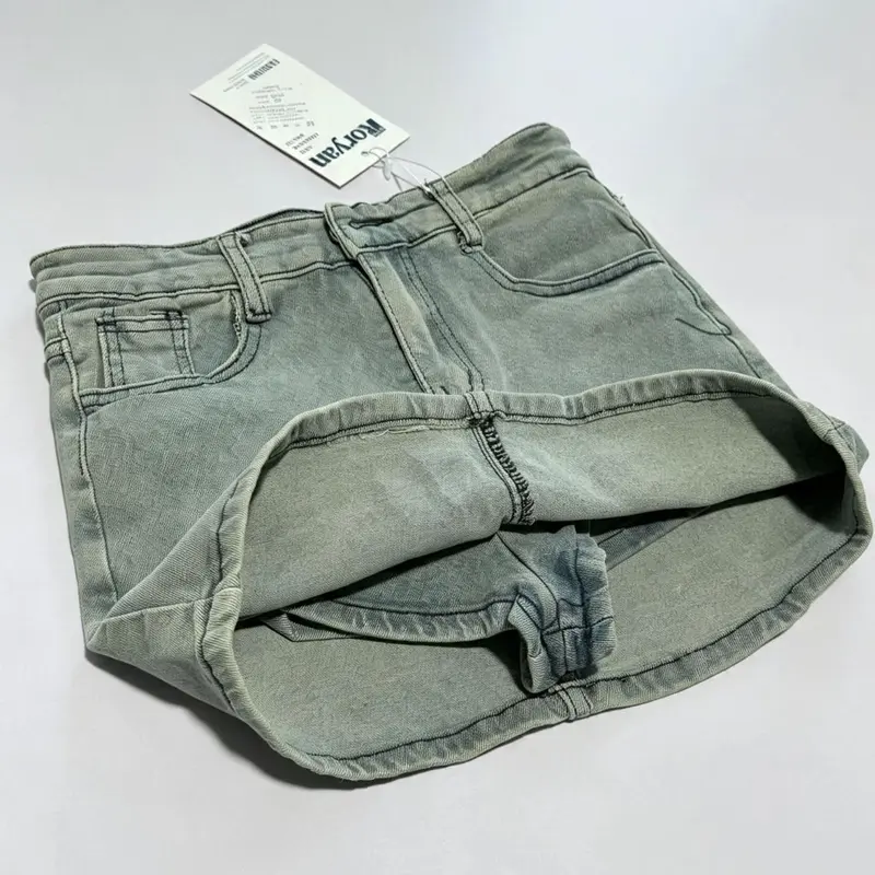 Women's Vintage High-Waist Denim Short Skirt - Comfortable Sportswear Bottoms for Casual, Outdoor Activities