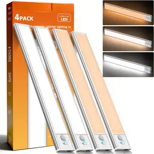 15.7inch Motion Sensor Cabinet Light, 2400mAh 74 LED Beads, USB-C , 3 Color Temperatures, for Long Lasting Durability Easy to Install,  Under Cabinet Light Suitable for Kitchen(4Pack)