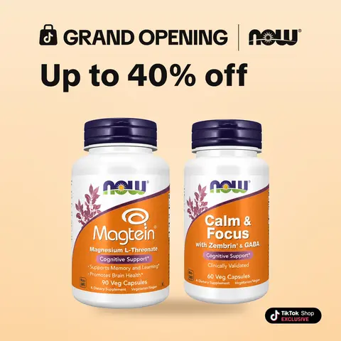 NOW Calm & Focus, Magtein Cognitive Support Dietary Magnesium Supplement Bundle
