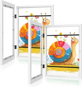 Kids Art Frames, 8.5x11 Front Opening Kids Artwork Frames Changeable, White Art Frames for Kids Art for Wall & Desktop, Holds 50 Pcs, for 3D Picture, Crafts, Hanging Art, Portfolio