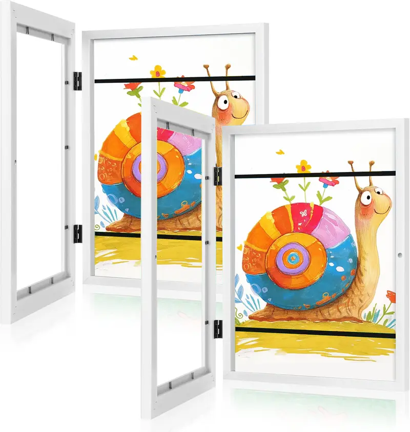 [2-Pack] Kids Art Frames, 8.5x11 Front Opening Kids Artwork Frames Changeable, White Art Frames for Kids Art for Wall & Desktop, Holds 50 Pcs, for 3D Picture, Crafts, Hanging Art, Portfolio