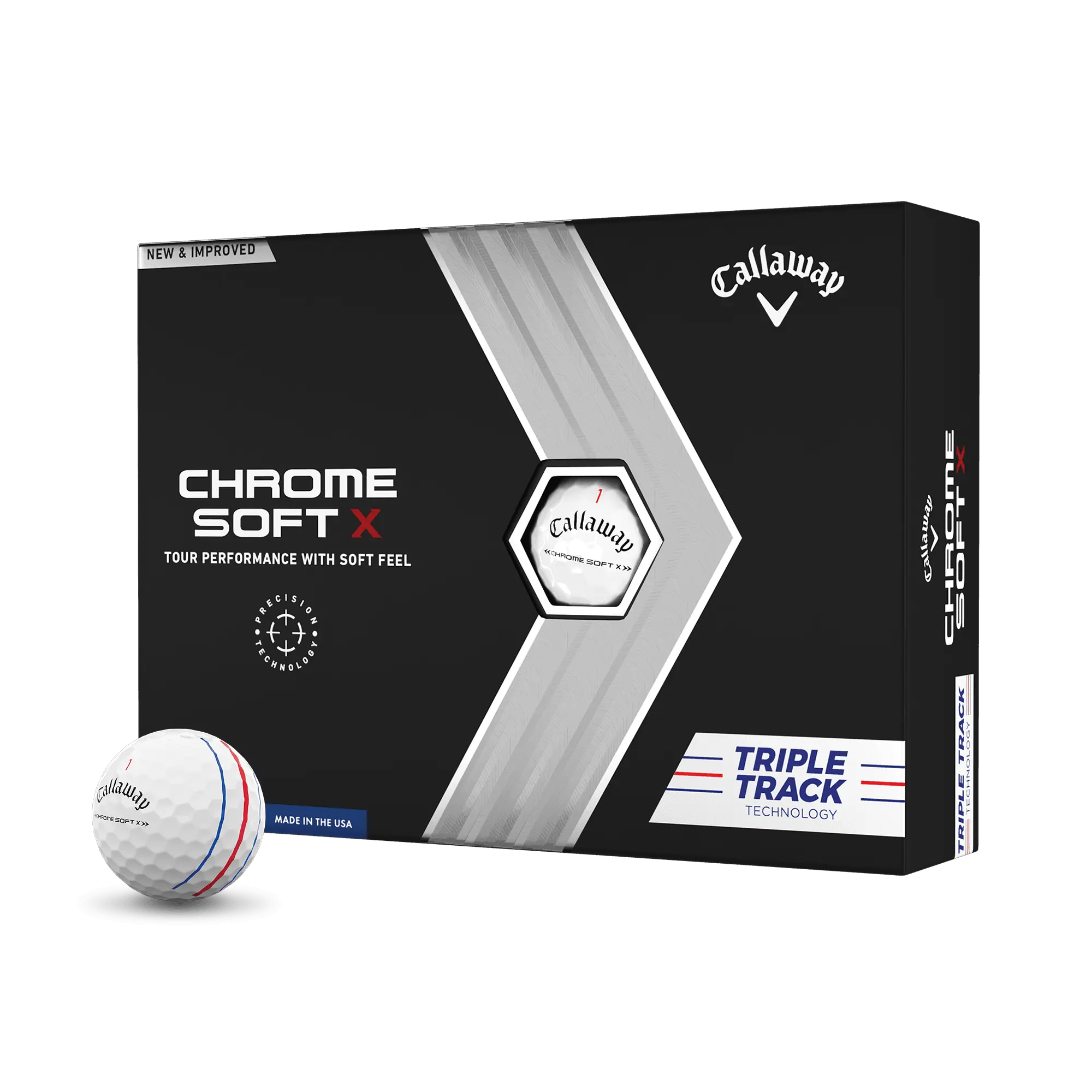 Callaway Chrome Soft X Triple Track '24 White Golf Balls, Professional Golf Equipment