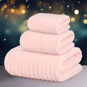 Bath Towel Set 3 Pcs for Bathroom, Super Absorbent Soft Cotton Towels, 3 Sizes: 34x34cm Washcloth, 34x74cm Hand Towel, 70x140cm Bath Towel, Quick Dry for Shower Spa Travel