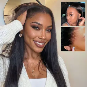 [Upgraded Skin Melted HD Lace] Megalook 13x6 Glueless Lace Frontal Wig Pre-Everything Natural Hairline HD Lace Skin Melted Silky Straight 180% 250% Density Human Hair Wigs With Drawstring #Summervibes