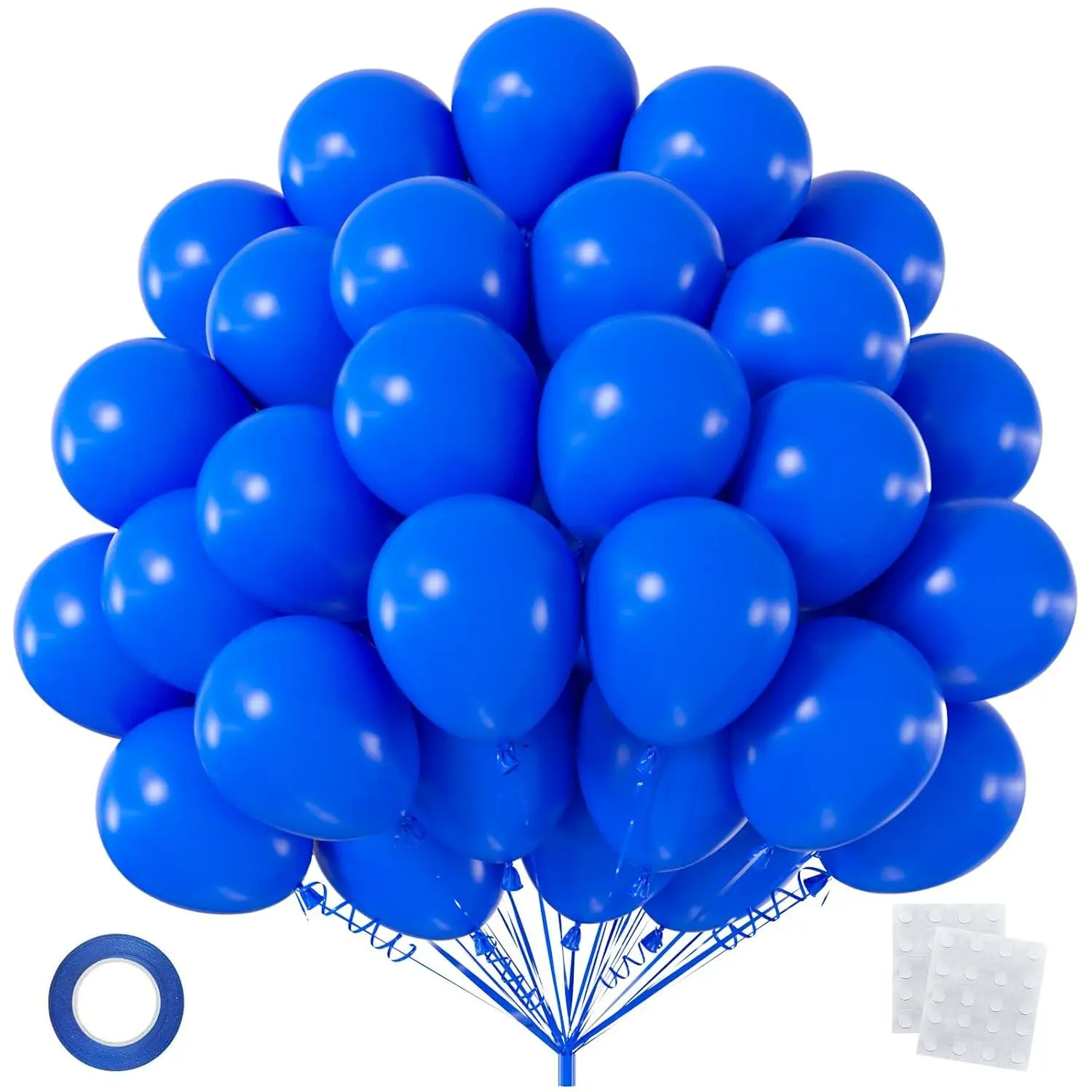 50Pcs Royal Blue Balloons 12 Inch, Premium Helium Quality Blue Balloons For Graduation 2026 Nautical Birthday Baby Shower Party Decorations (With Ribbon & Adhesive Dots)