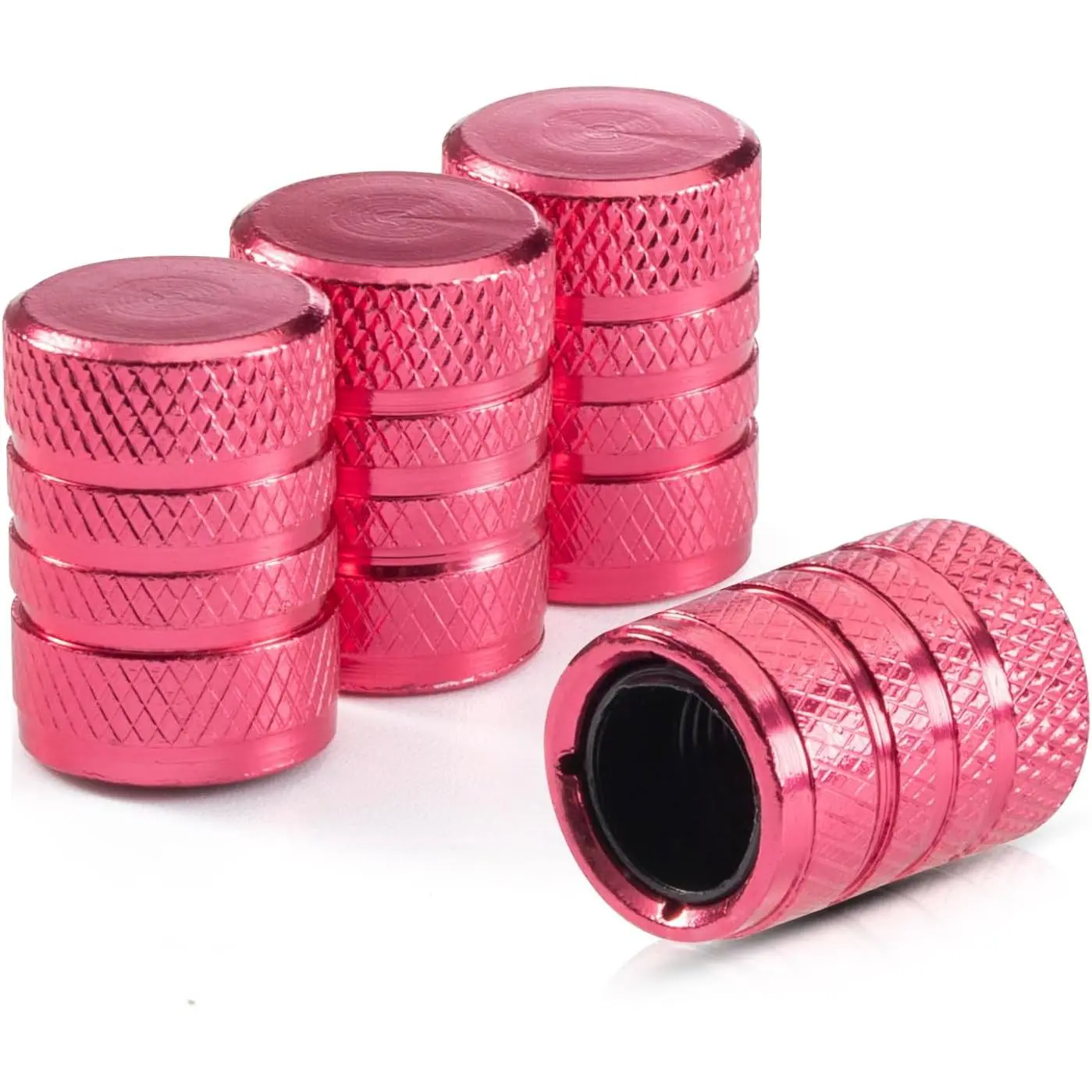 Automotive Car Tire Valve Stem Caps - Leak Resistant, Easy to Install, Non-Slip Design Pressure Caps for Car Tires, Pink (4 Pack)