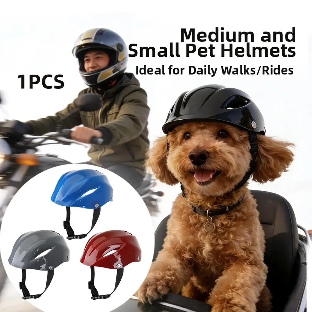 Dog Helmet for Mini to Small Dogs, Chihuahua Mixed Helmet for Outdoor Motorcycle Bicycle Travel Adventure, Adjustable Ear-Exposed Dog Helmet