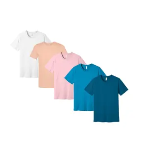 Bella Canvas Unisex Jersey T-Shirts for Women & Men, Multi Pack Crew Neck Cotton Bulk Undershirts - 15 Different Colors
