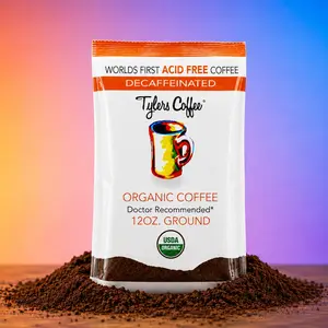 Tylers Coffee - The First & Only Acid Free Decaf Coffee | Organic Ground Easy on Stomach Beverage Bean