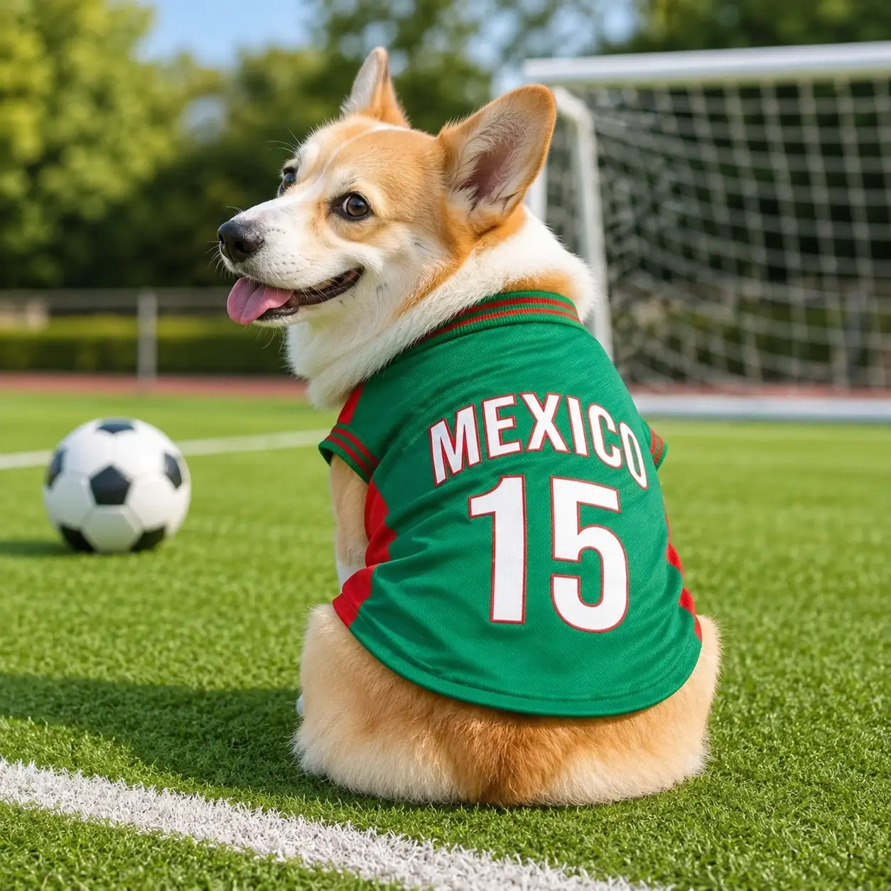 Pet Jersey Shirt - Mexico 15 Multi-Size Soft Jersey Sleeveless Vest with Sleeveless Freedom, Red-Green Breathable Mesh Fabric Outfit for Small-Medium Dogs, Ideal for Photos, Walks & Daily Wear, Sporty
