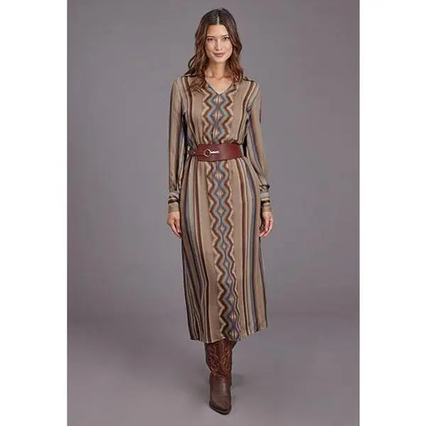 Stetson Women's Sand Serape Herringbone Print Mid-Length Western Dress 0590-6031-DR