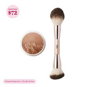 DIBS Beauty Espresso Essentials Set - Duet Baked Bronzer & Duo Brush Face - Makeup Bronzer & Highlight Set