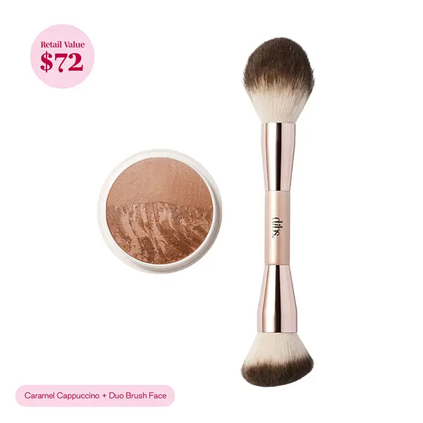 DIBS Beauty Espresso Essentials Set - Duet Baked Bronzer & Duo Brush Face - Makeup Brush & Bronzer Set DIBS Beauty Espresso Essentials Set - Duet Baked Bronzer & Duo Brush Face - Makeup Brush & Bronzer Set