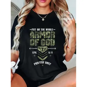 100%25 Cotton Unisex Camo Armor Of God Christians Religious Camouflage T-Shirt Christ Christian Tops Casual Top