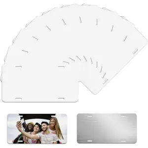 10 Pack Sublimation License Plate Blanks, 12"X6" x 0.45mm, Heat Thermal Transfer Sheet DIY Picture Sublimation Blank, Metal Aluminum Automotive License Plate Plates Tag for Custom Design Work