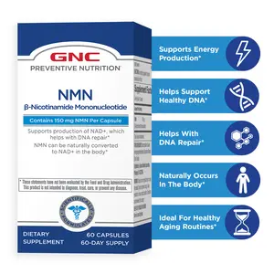 GNC Preventive Nutrition NMN, NAD+ Booster for Cellular Energy & DNA Repair, Anti-Aging, 60 Capsules