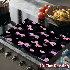 Diatom Mud Pink Bows & Hearts 2D Stove Top Cover, Heat Resistant Scratch Proof Protector, Easy Clean Multi-Use Mat for Stoves, Oven, Washer Dryer, Cute Coquette Kitchen Decor #DiatomMud #PinkBows #CoquetteDecor #StoveProtector #HeatResistant #EasyClean