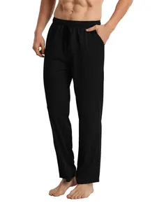 1 Pcs Men's Lightweight Pajama Pants Breathable Solid Knit Sleep Pants with Elastic Closure and Drawstring at The Waist