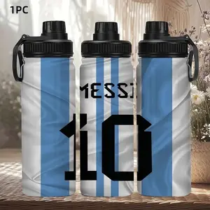 1pc 20oz Stainless Steel, Stainless Steel Insulated, Messi No. 10 Argentina National Team Color Thermos Mug, with handle and leak-proof lid, keeps drinks hot or cold, personalized gift for birthdays/holidays, or for family and friends, Tumbler Drinkware