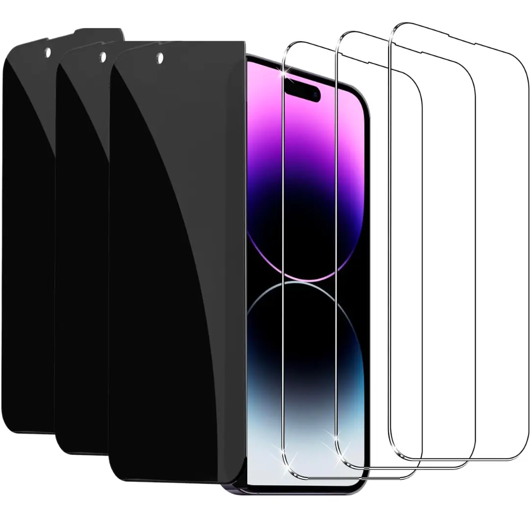 Entronix Screen Protector for iPhone 16/15/14/13/12/11, Clear, Anti-Spy Privacy Tempered Glass, Easy Installation Accessories Protection Fingerprint