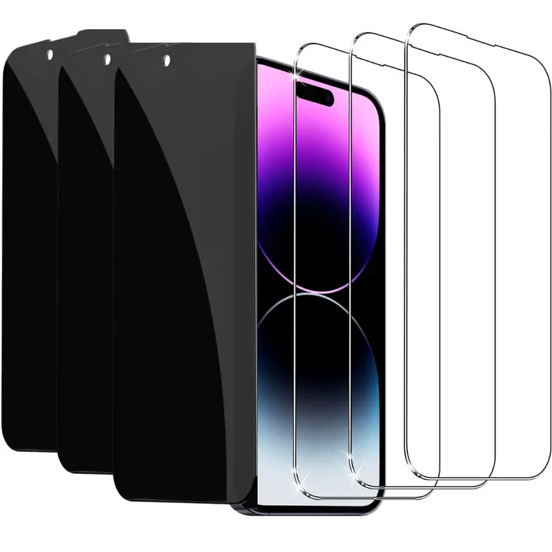 Entronix 3-Pack Privacy Tempered Glass Phone Screen Protectors for iPhone 16/16 Plus/15/14/13/12/11, Edge-to-Edge Silicon TPU Shockproof, Anti-Spy, Anti-Fingerprint, Scratchproof, Eye-Friendly, Easy-Installation Accessory