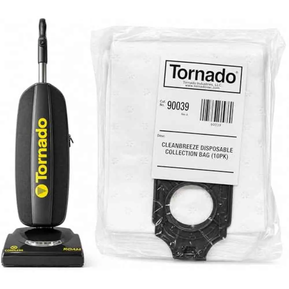 TTS Products Tornado CK LW 13/1 Roam Battery Upright Vacuum (97300C) + 10 Pack Filter Bags – 13" Cordless Commercial Vacuum Bundle