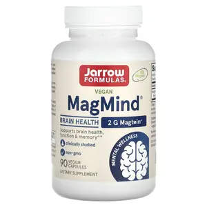 Jarrow Formulas Vegan MagMind®, Brain Health, 90 Veggie Capsules (48 mg per Capsule)