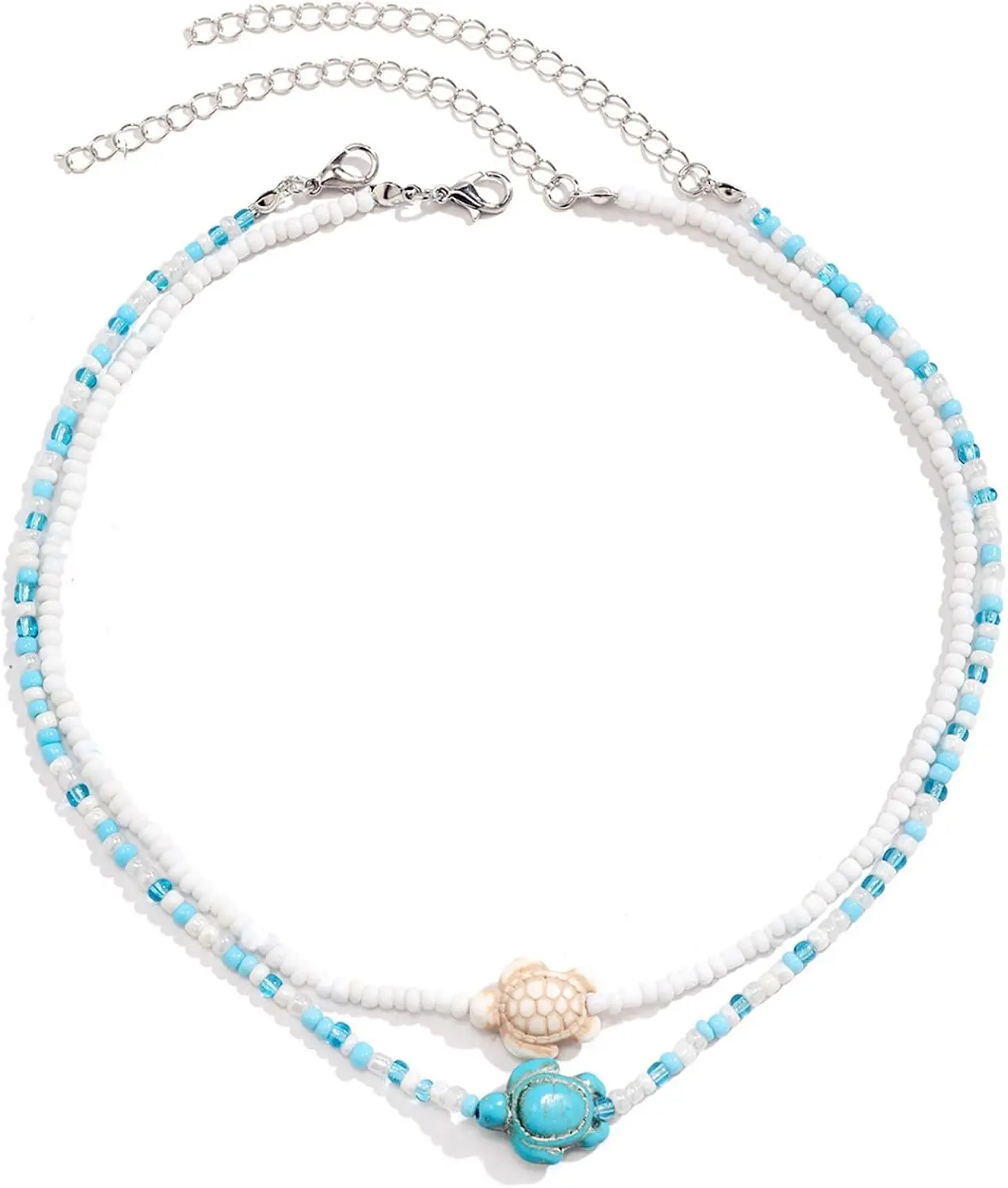 Seashell Puka Summer Choker Necklace Boho Charm Layered Shell Turtle Starfish Conch   Beaded Necklace for Women Bohemian Surfer Hawaiian Beach Holiday Fashion  Gifts