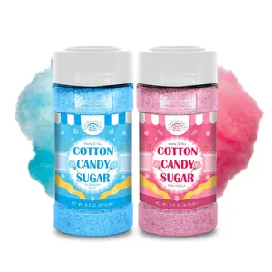 Cotton Candy Floss Sugar Pack of 2 8.5oz Each Pink Vanilla & Blue Raspberry Flavors With Cones