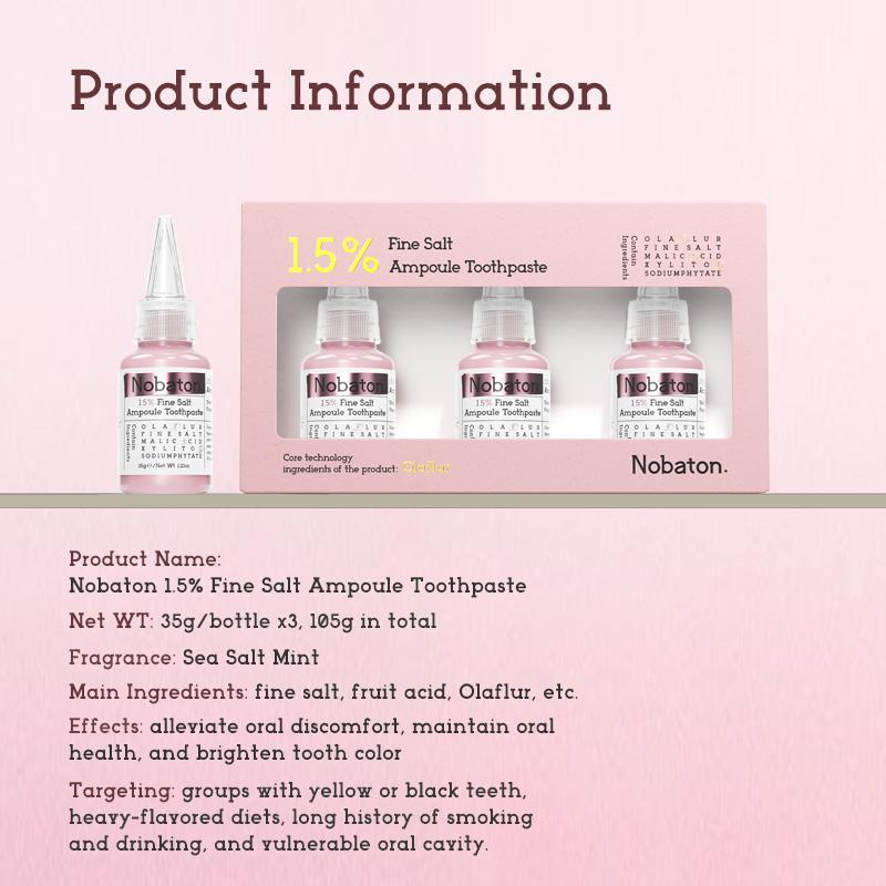 Nobaton Farm Oral Care Toothpaste Gift Set — Ampoule-Grade Formula: Long-Lasting Fresh Breath, Removes Yellow Stains — 1.5% Pink Salt Ampoule Toothpaste