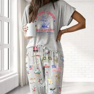 4th Of July Casual Pajama Set For Women – Premium Satin, Relaxed Fit – Viral Sleepwear, Trending Comfy Style, Cute Outfits